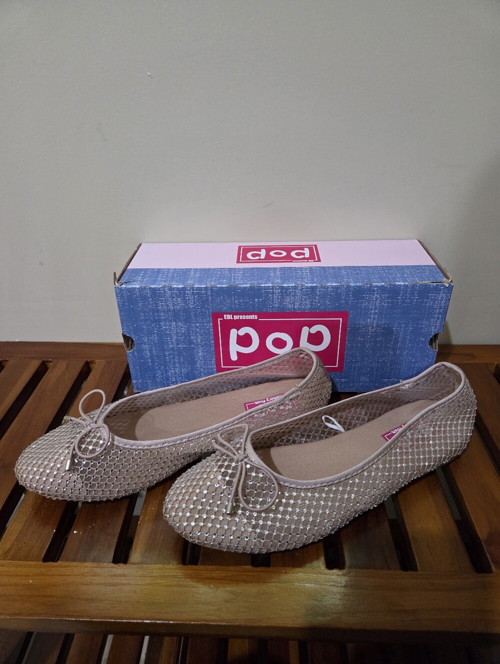 POP by Sam Edelman Nude Glitter Mesh Ballet Flats Size 10M